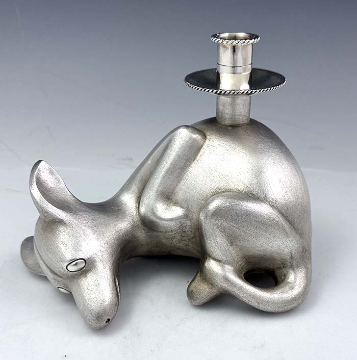 sterling silver dog shaped candle holder 47.2 ounces